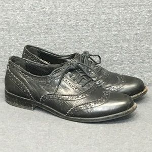 TopShop Black Leather Wingtip Oxfords 37